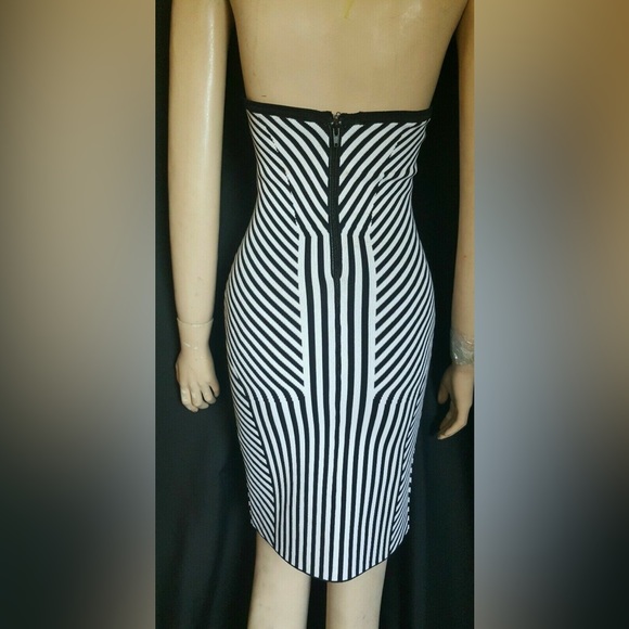 GUESS Stripe Bodycon Knit Strapless Mini Dress - Picture 6 of 16